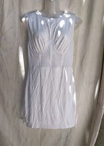 I. White Corset Mesh Sheer Mini Dress