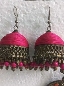 Designer Jhumka &amp; Round Earrings Set