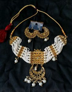 Traditional Kundan Pearl Choker Jewelry Set