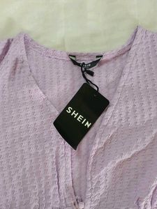 Shein Lilac Ruffle Hem Top