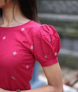 Stylish Pink Kurta with Puff Sleeves
