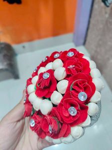 Red Floral Hair Bun Accessory