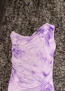 Purple Tie-Dye One-Shoulder Top