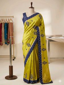 Beautiful Embroidered green dual toned saree