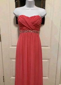 with freebies 🫶Strapless Coral Beaded Maxi Dress