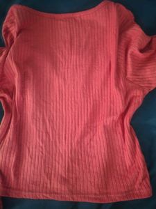Ribbed V-Neck Long Sleeve Top