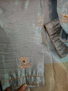 Embroidered zardozi work kurta set palazzo