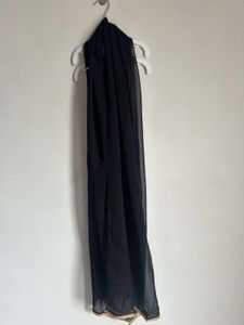 Elegant Black Sheer Sleeve Dress with dupatta
