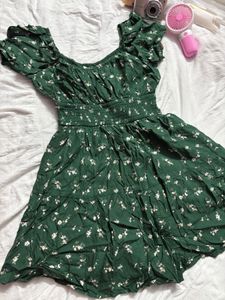 Green Floral Mini Dress
