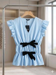 Branded  Peplum Top with Bows