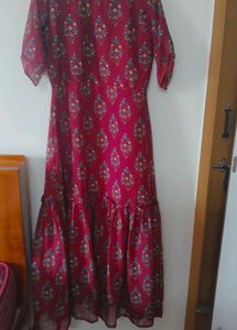 Maroon Printed Maxi Dress