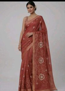 Elegant Terracotta 💖Saree with Golden Border