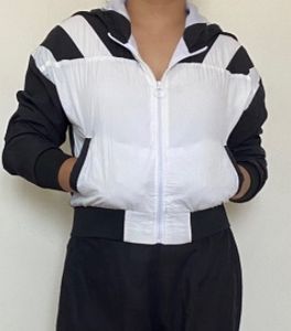 Black And White Stripe Jacket/crop Top