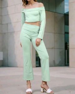 Shein Chic Off-Shoulder Crop Top & Pants Set