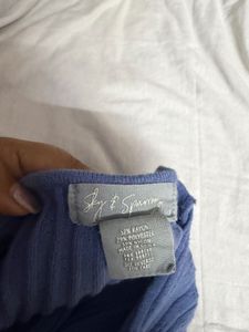 Sky &amp; Sparrow Blue Ribbed Tie-Front Crop Top