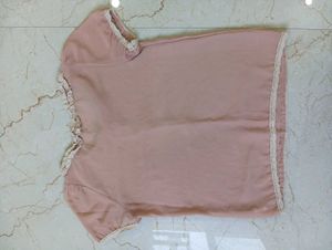 Pink Lace Trimmed Top
