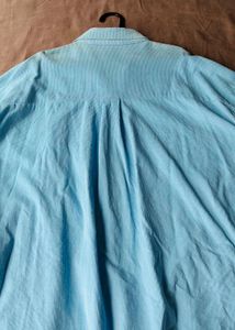 velvet Light Blue Oversized Button-Up Shirt