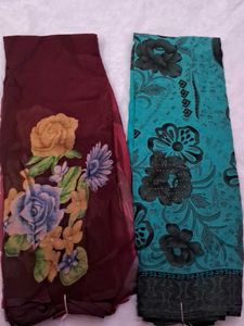 Floral Print Sarees (2 pcs)without blouse