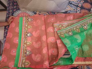 Two Tonw Heavy Work Saree