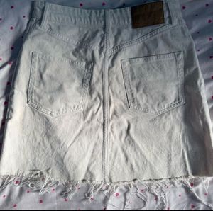 Cream Denim Mini Skirt