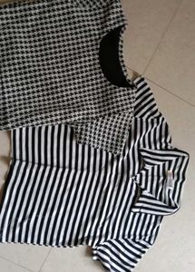 Chic Black &amp; White Striped &amp; Houndstooth Tops