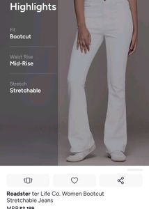 ROADSTERS Women's White Bootcut Jeans