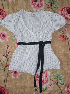 polka dot wrap top