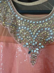 Beautiful Peach Embellishments Gown