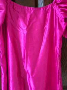 Vibrant Pink Off-Shoulder Ruffle Dress