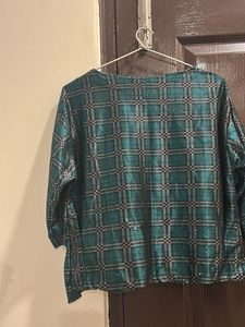 Green Plaid Cropped Top