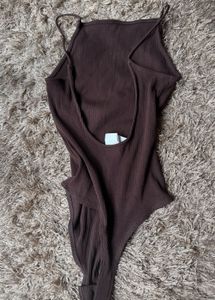 Ribbed Spaghetti Strap Bodysuit