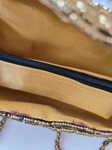 Sparkling Gold Beaded Clutch Bag