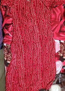 Red Bandhni Kurta