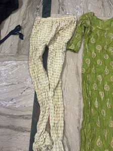 Green printed kurta with pants