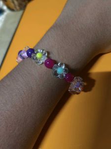 Beaded Flower Charm Bracelet