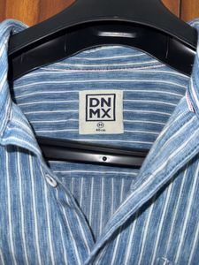 DNMX Men's Blue Striped Casual Shirt | Size( Mediu