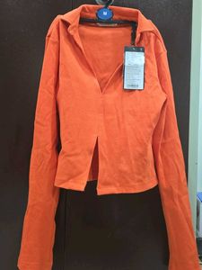Orange Long Sleeve Cropped Top