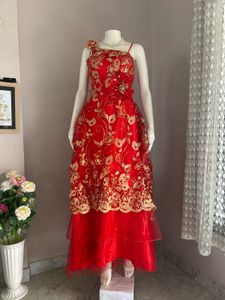Stunning Red & Gold Embroidered Gown