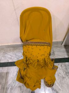 Vintage Mustard Heavy Work Saree