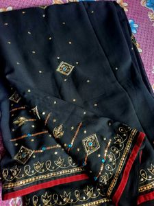 Exquisite Black Embroidered Saree