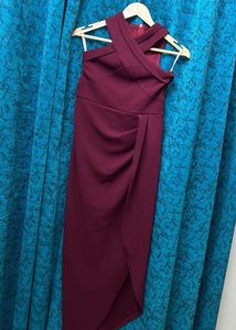 Elegant Maroon Halter Neck Dress
