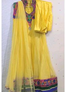 Patterned anarkali Yellow Dress 🟡