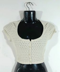 H&amp;M Beige Fitted Crop Top