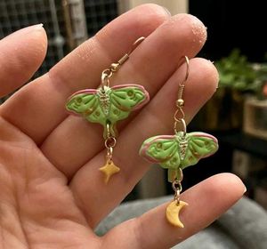 Luna Moth & Star Moon Earrings Handmade