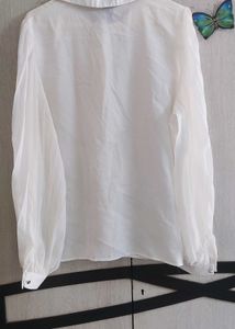 Elegant White Pleated Sleeve Blouse