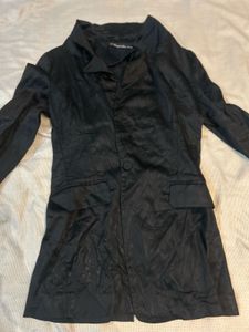 Chic Black satin  Blazer shirt