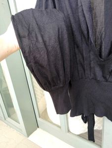 Black Cowl Neck Cropped Top