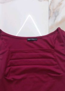 Ribbed Cropped Wine Top