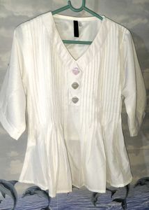 Pearl Grace White Pleated Top