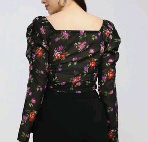 Floral Long Sleeve Crop Top